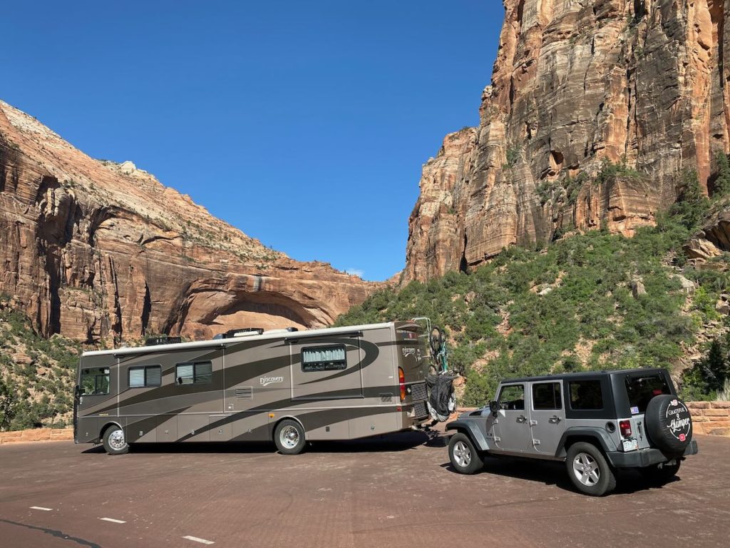 driving zion national park in an RV