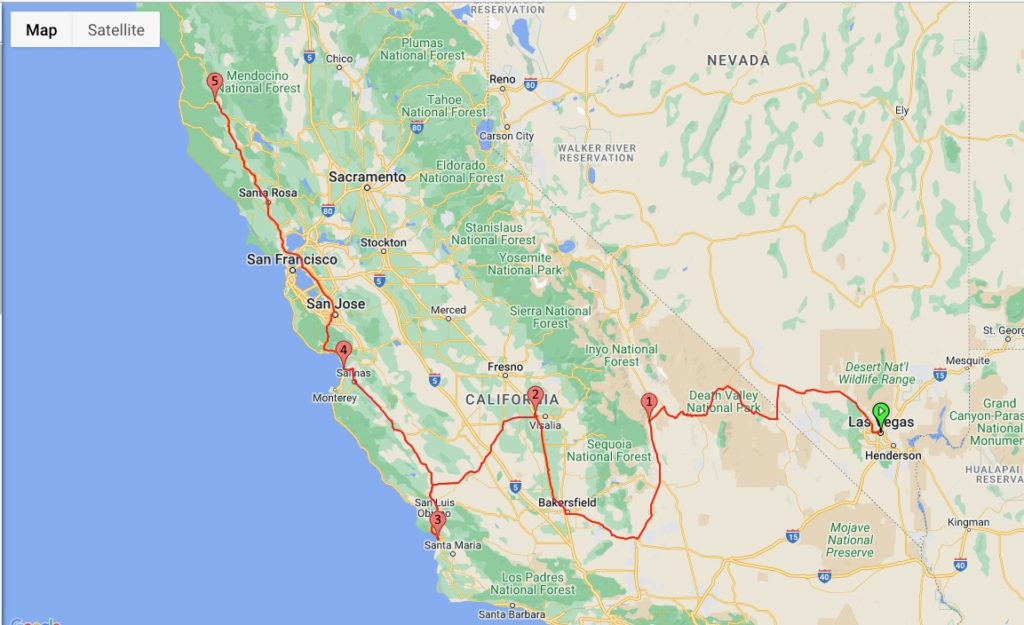 California rv trip itinerary