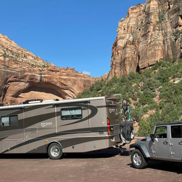zion national park with an rv